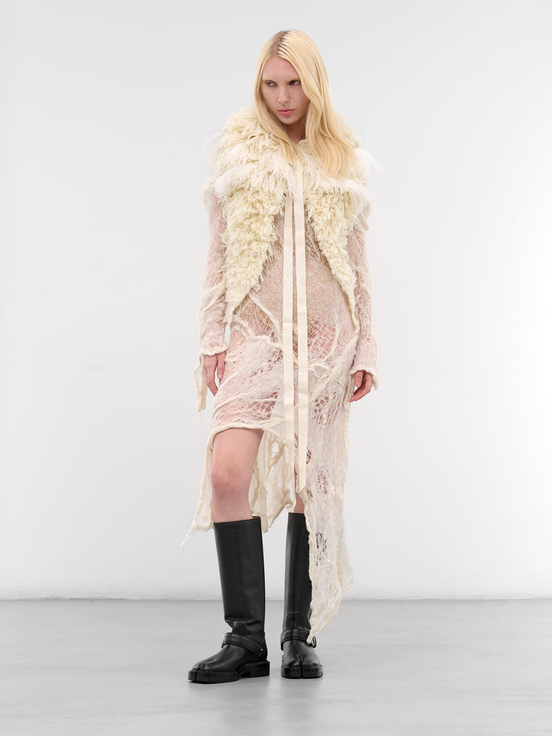 Emke White Feather Shearling Vest (B0013542-KN082-NATURAL-WHITE)