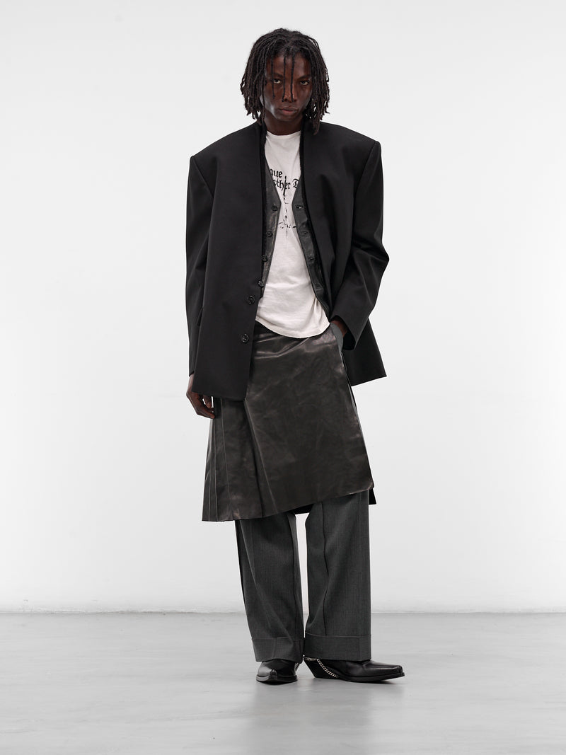 Walid Black Oversized Lapelless Blazer (B0013481-FA696-BLACK)