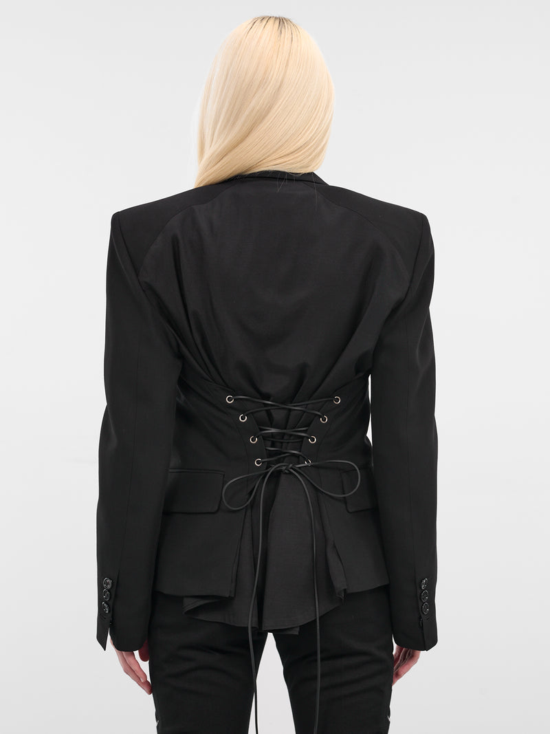 Jomar Black Wool Lacer-Up Blazer (B0013509-FA556-BLACK)