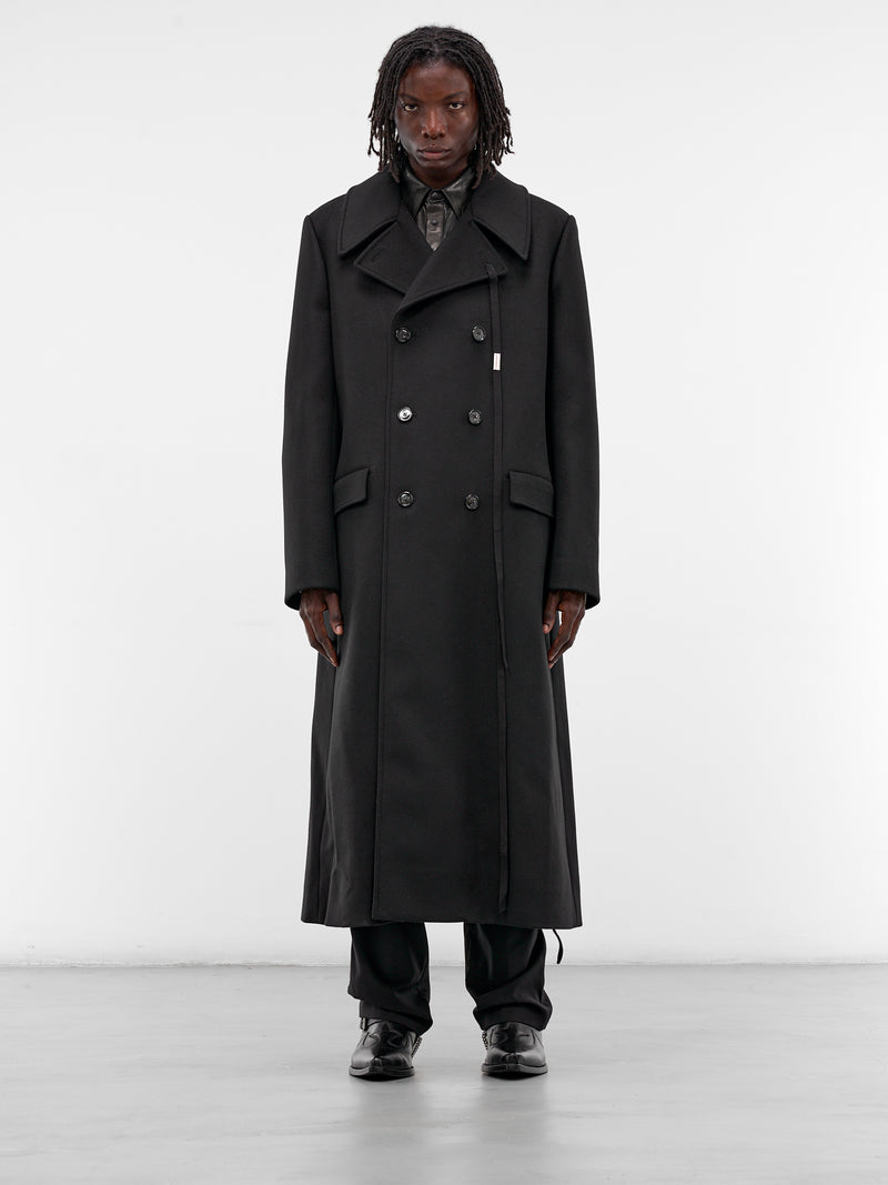 Miles Black Long Wool Coat (B0013513-FA674-BLACK)