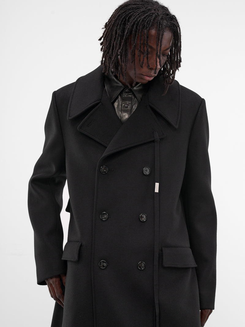 Miles Black Long Wool Coat (B0013513-FA674-BLACK)