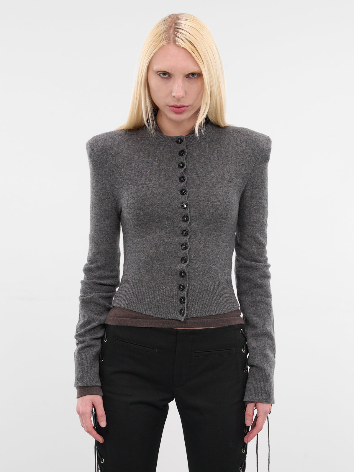 Jate Gray Wool Tailored Cardigan (B0013532-KN073-STEEL)