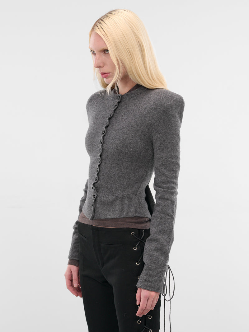 Jate Gray Wool Tailored Cardigan (B0013532-KN073-STEEL)