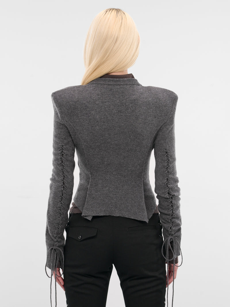 Jate Gray Wool Tailored Cardigan (B0013532-KN073-STEEL)