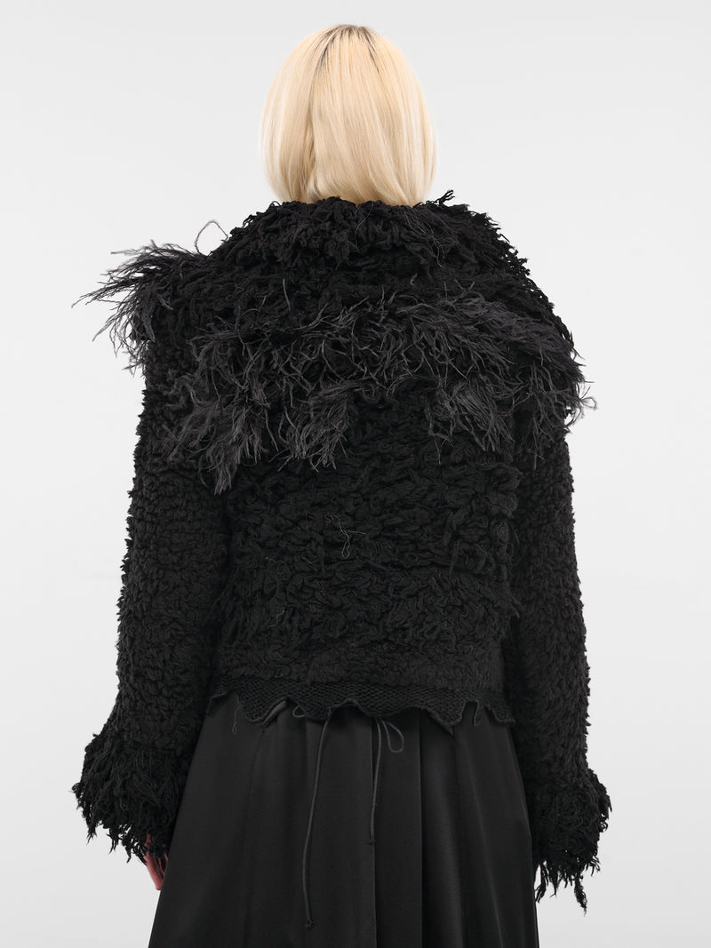 Leke Black Feather Shearling Jacket (B0013540-KN082-BLACK)