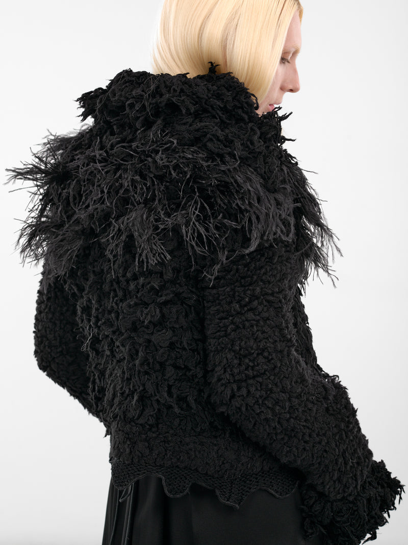 Leke Black Feather Shearling Jacket (B0013540-KN082-BLACK)