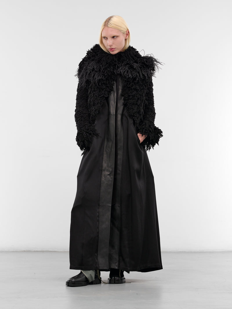 Leke Black Feather Shearling Jacket (B0013540-KN082-BLACK)