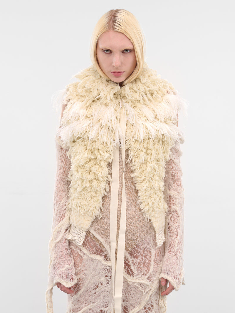 Emke White Feather Shearling Vest (B0013542-KN082-NATURAL-WHITE)