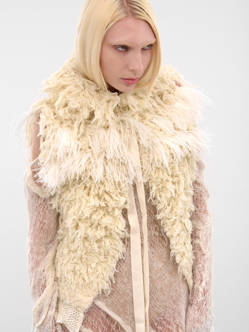 Emke White Feather Shearling Vest (B0013542-KN082-NATURAL-WHITE)