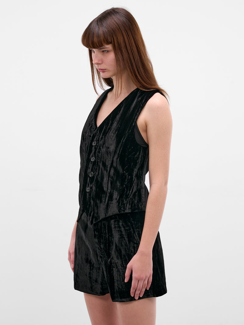 Stanse Black Viscose Tailored Waistcoat (B0013555-FA710-BLACK)