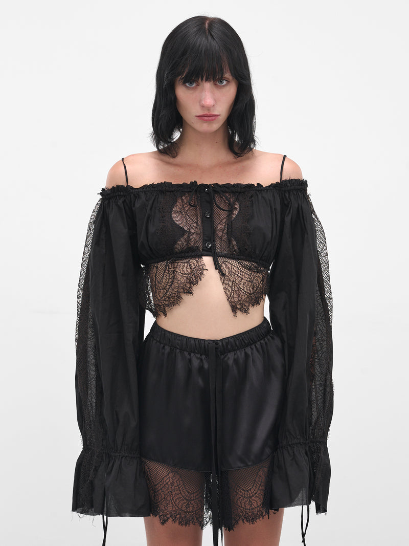 Black Jorunn Lace Crop Top (B0013587-FA026-BLACK)