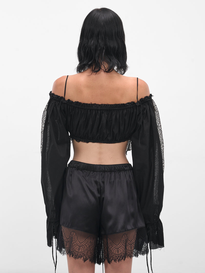 Black Jorunn Lace Crop Top (B0013587-FA026-BLACK)