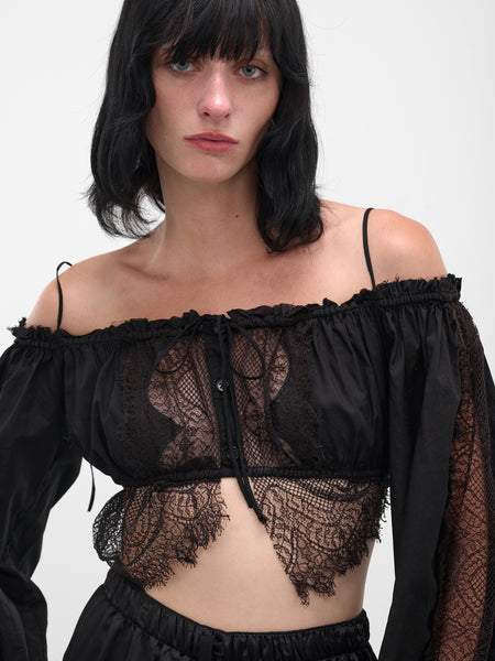 Black Jorunn Lace Crop Top (B0013587-FA026-BLACK)