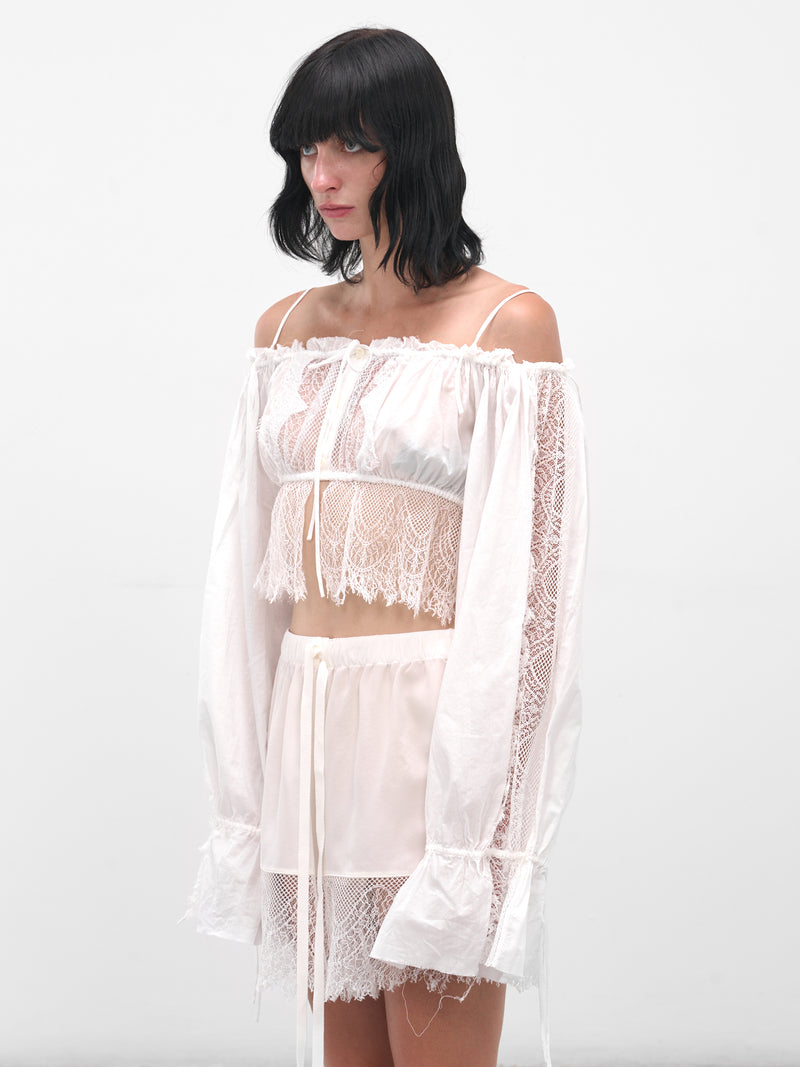 White Jorunn Lace Crop Top (B0013587-FA026-NATURAL-WHITE)