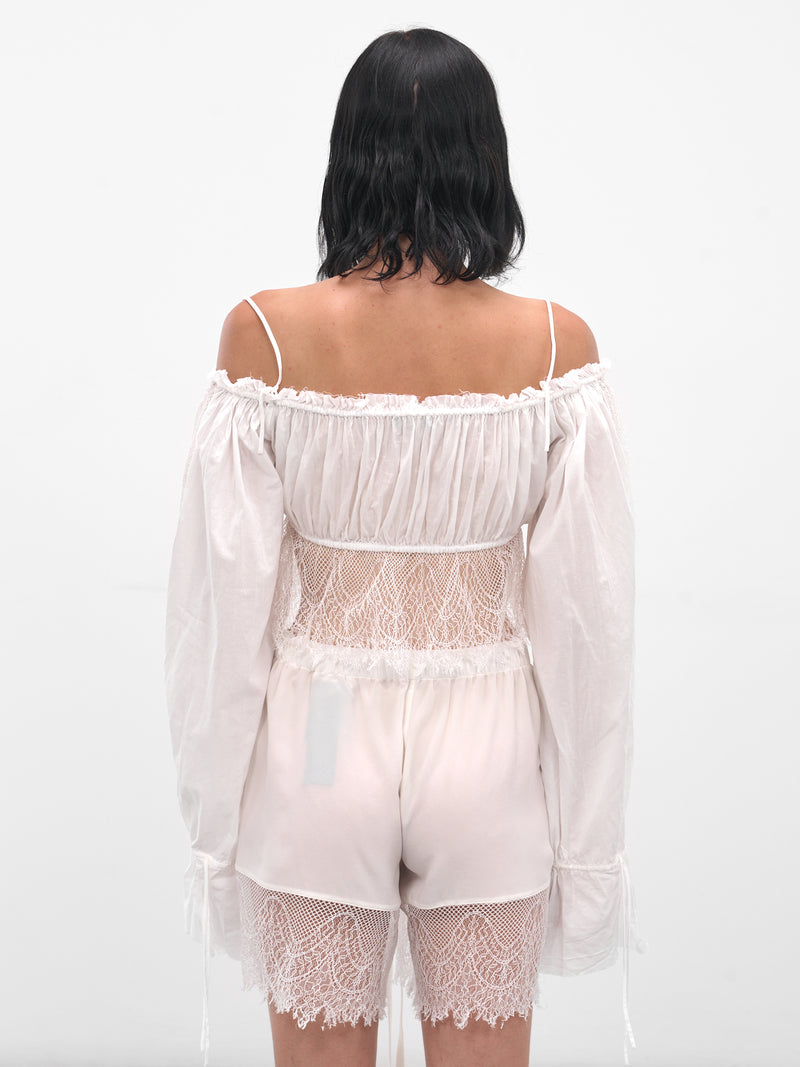 White Jorunn Lace Crop Top (B0013587-FA026-NATURAL-WHITE)