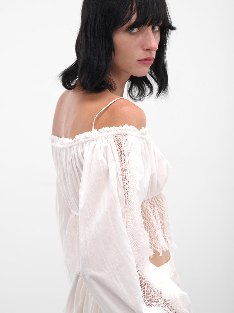 White Jorunn Lace Crop Top (B0013587-FA026-NATURAL-WHITE)