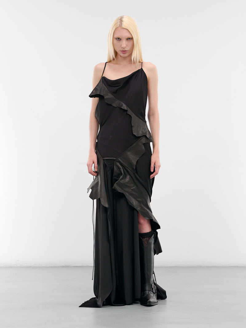 Black Dador Satin Long Dress (B0013594-FA647-BLACK)