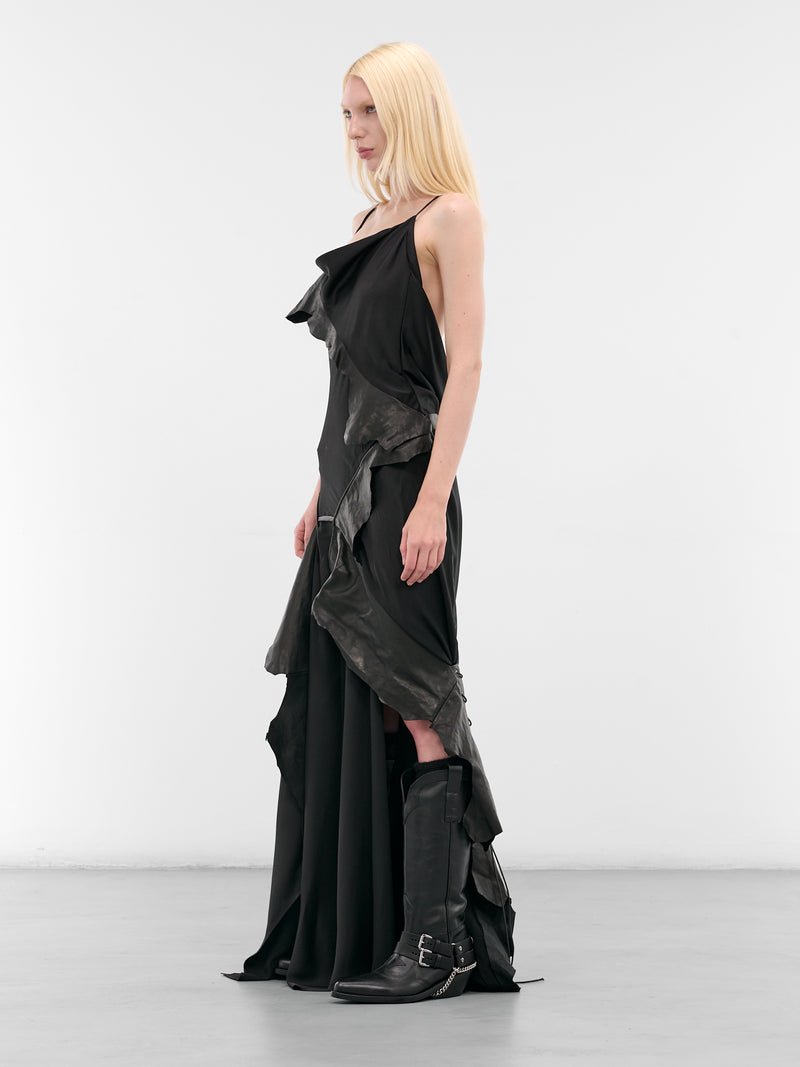 Black Dador Satin Long Dress (B0013594-FA647-BLACK)
