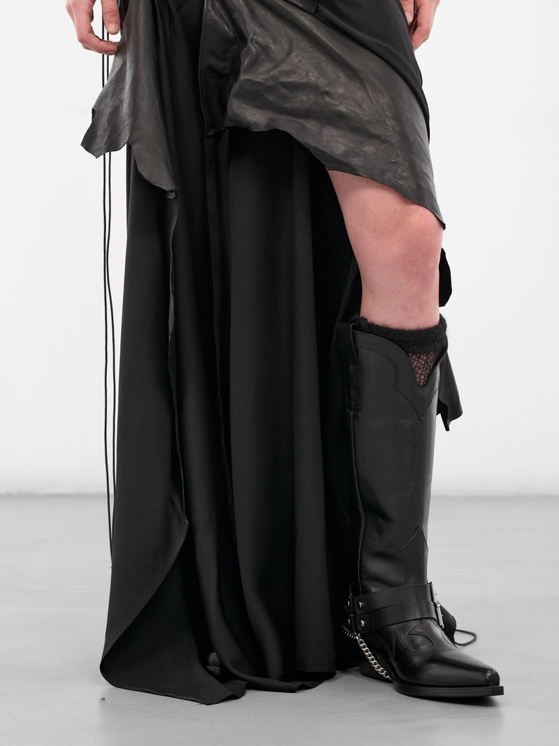 Black Dador Satin Long Dress (B0013594-FA647-BLACK)