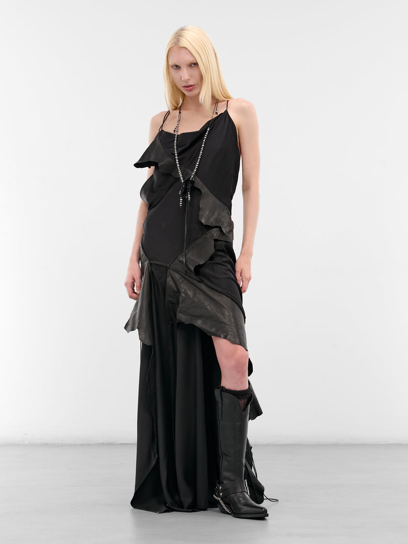 Black Dador Satin Long Dress (B0013594-FA647-BLACK)