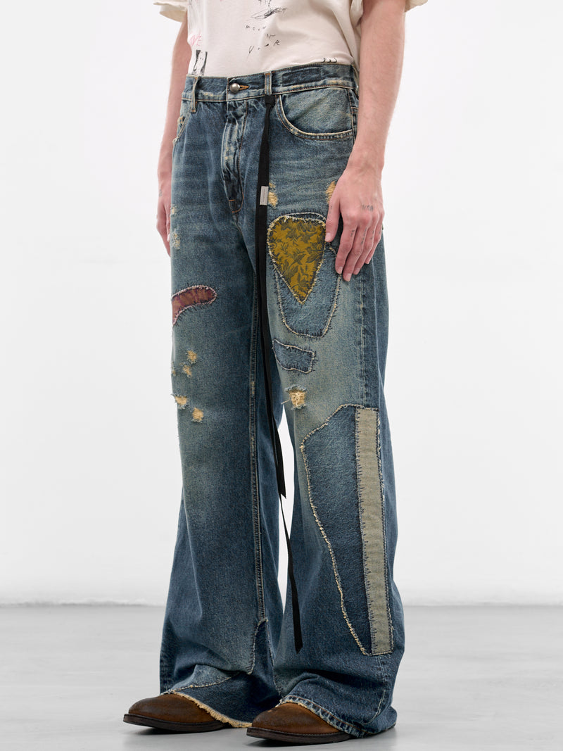 Modest Blue Denim Patchwork Jeans (B0013616-FA743-VINTAGE-BLUE)