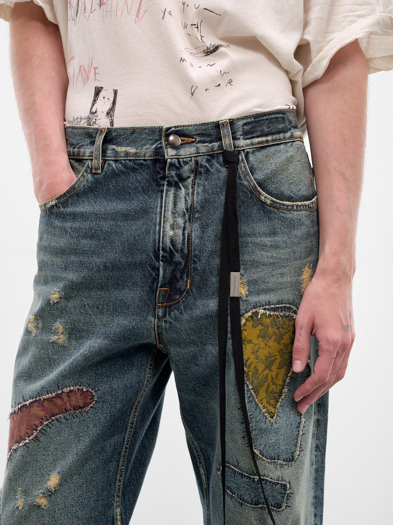 Modest Blue Denim Patchwork Jeans (B0013616-FA743-VINTAGE-BLUE)