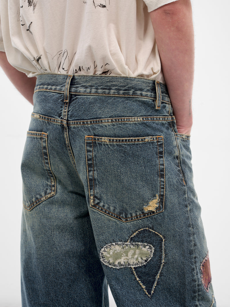 Modest Blue Denim Patchwork Jeans (B0013616-FA743-VINTAGE-BLUE)