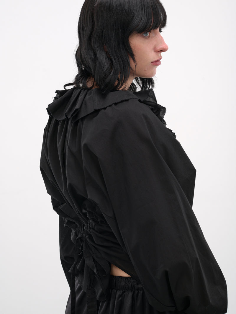 Black Stee Ruffle Draped Shirt (B0013622-FA026-BLACK)