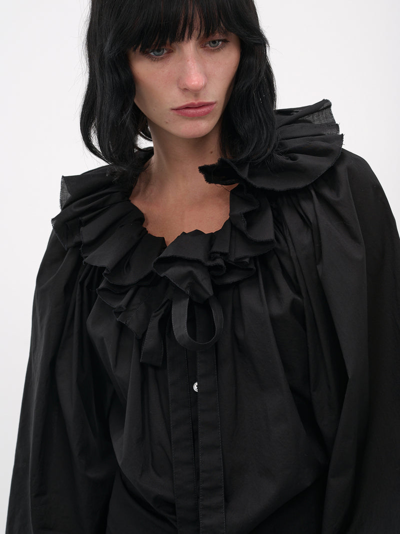 Black Stee Ruffle Draped Shirt (B0013622-FA026-BLACK)