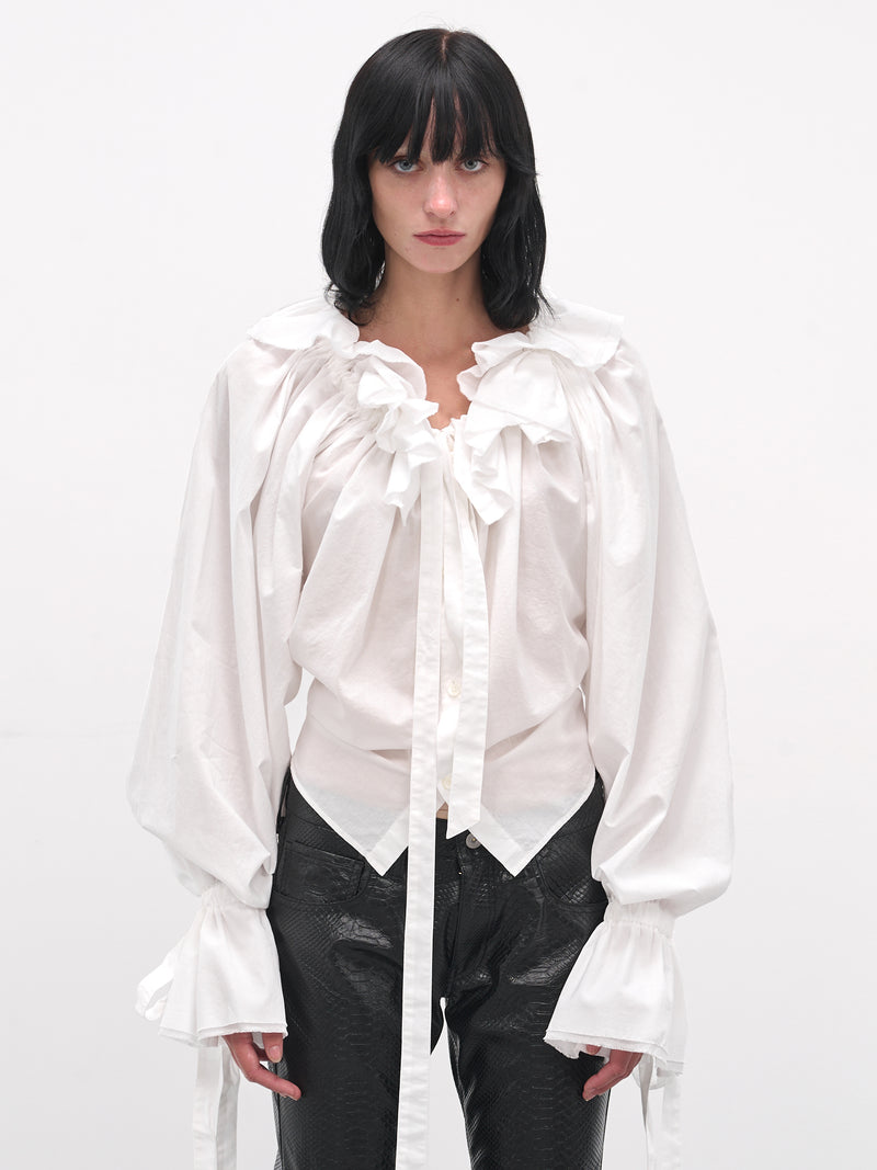 White Stee Ruffle Draped Shirt (B0013622-FA026-NATURAL-WHITE)