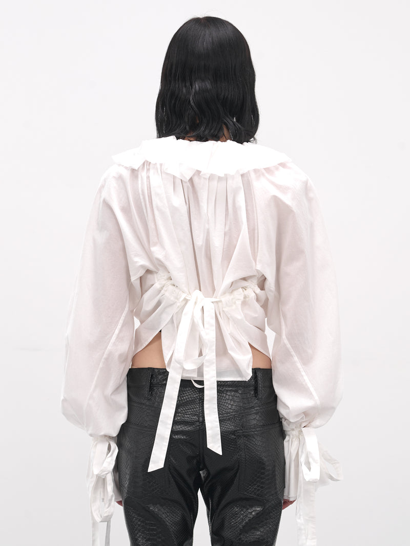 White Stee Ruffle Draped Shirt (B0013622-FA026-NATURAL-WHITE)