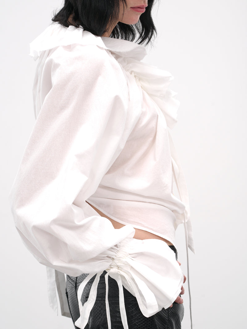 White Stee Ruffle Draped Shirt (B0013622-FA026-NATURAL-WHITE)
