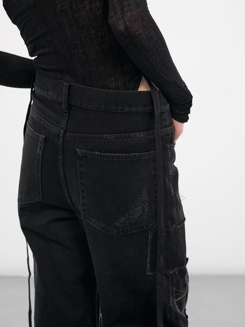 Black Genoveva Distressed Denim Jeans (B0013624-FA669-FADED-BLACK)