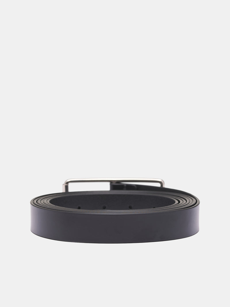 Biggi Leather Rectangular Buckle Belt (B0013681-LT128-BLACK)