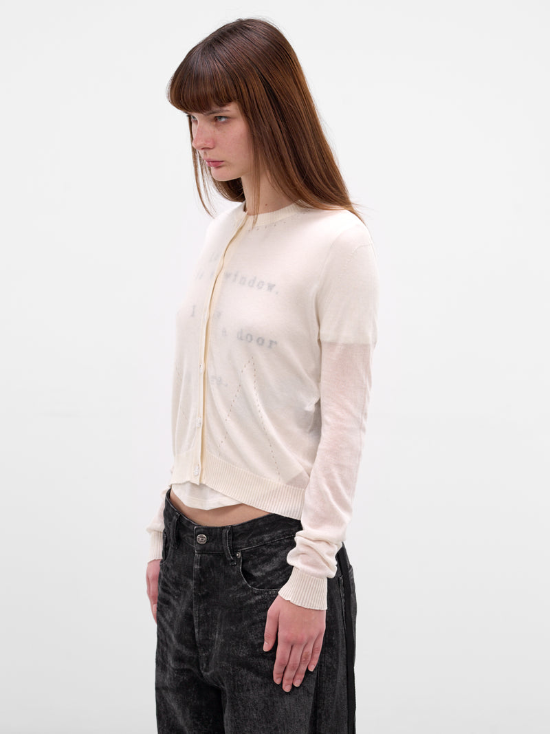 Bjel White Seamless Wool-Silk Cardigan (B0013755-FA052-NATURAL-WHITE)