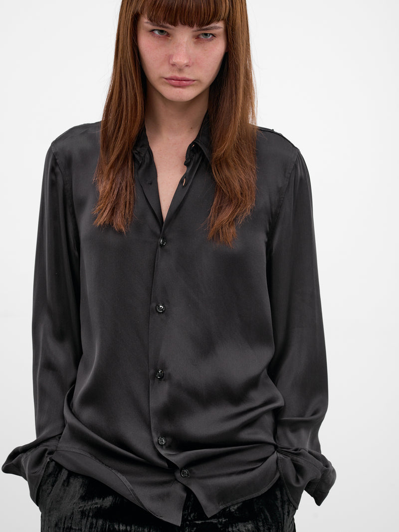 Lais Black Silk Lacing Shirt (B0013793-FA134-BLACK)