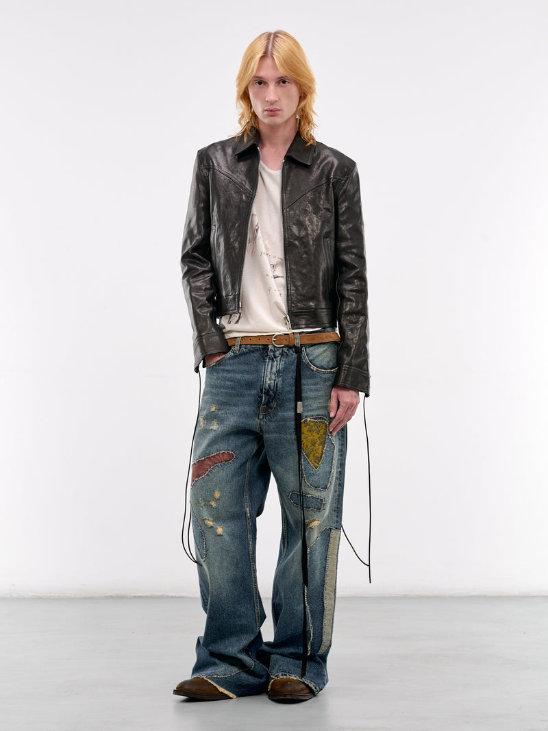 Modest Blue Denim Patchwork Jeans (B0013616-FA743-VINTAGE-BLUE)