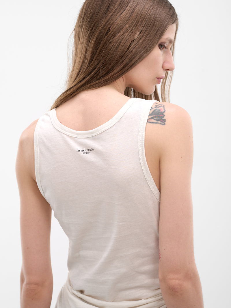 Mexi White Wrinkled Crop Tank (B0013918-FA206-IVORY)