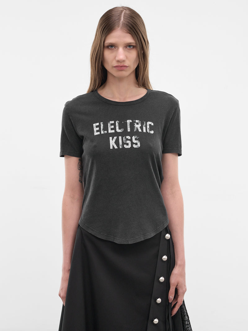 Floor Black Flocked Micro Tee (B0013923-FA740-FADED-BLACK)