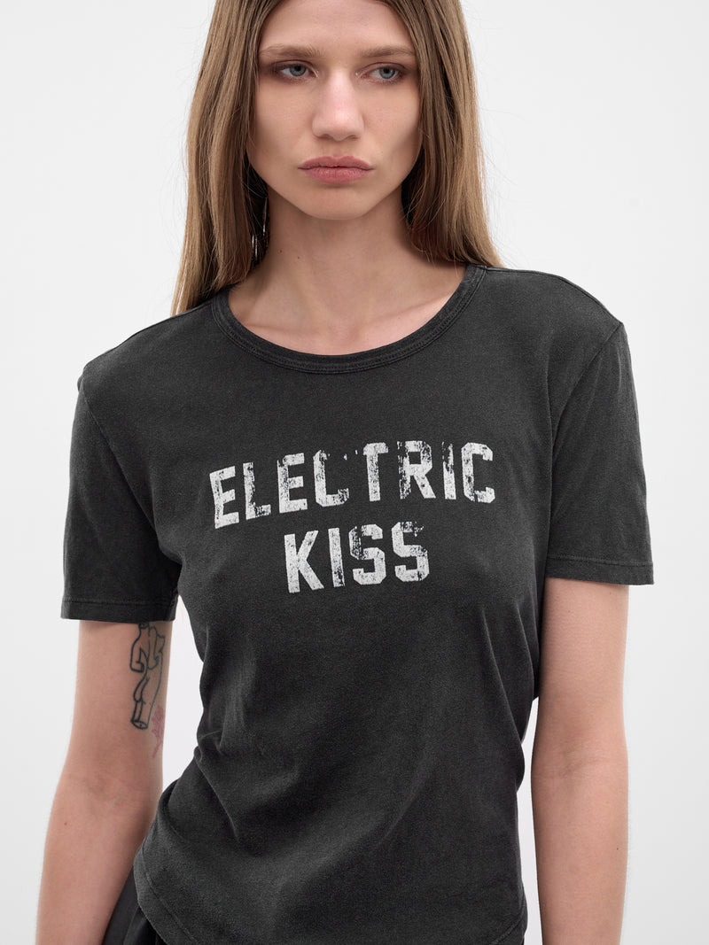 Floor Black Flocked Micro Tee (B0013923-FA740-FADED-BLACK)