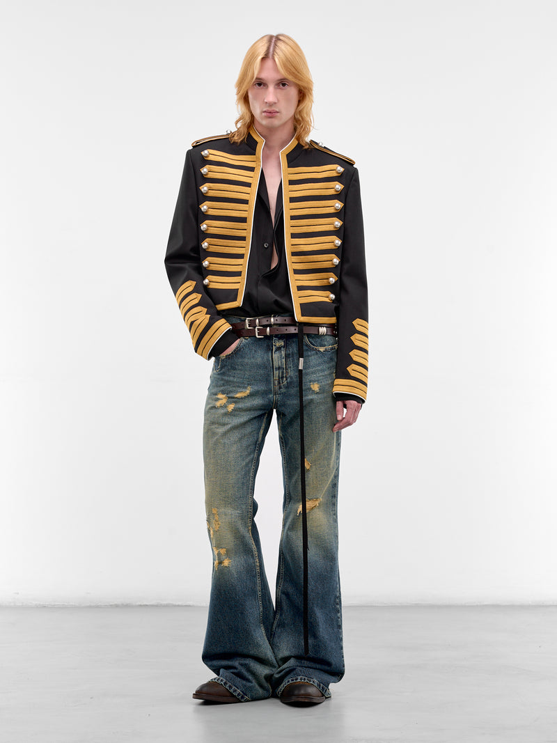 Hamo Distressed Denim Bootcut Jeans (B0014027-FA743-VINTAGE-BLUE)