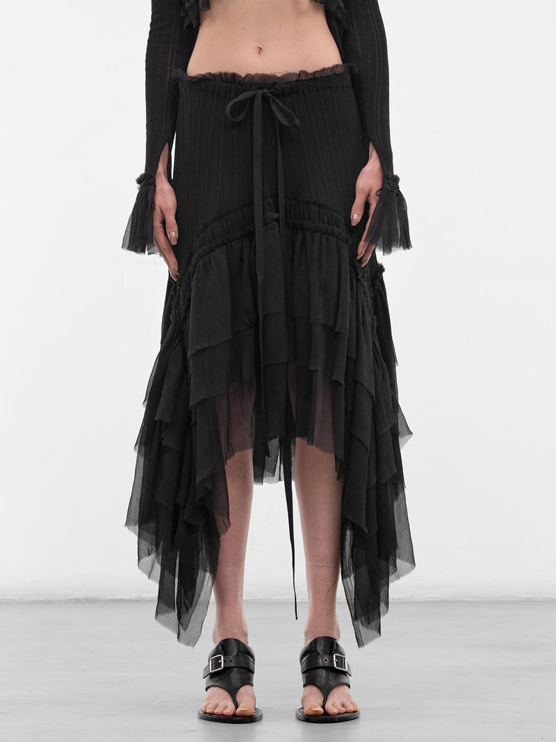 Bete Silk Crepe Ruffle Skirt (B0013945-FA736-BLACK)
