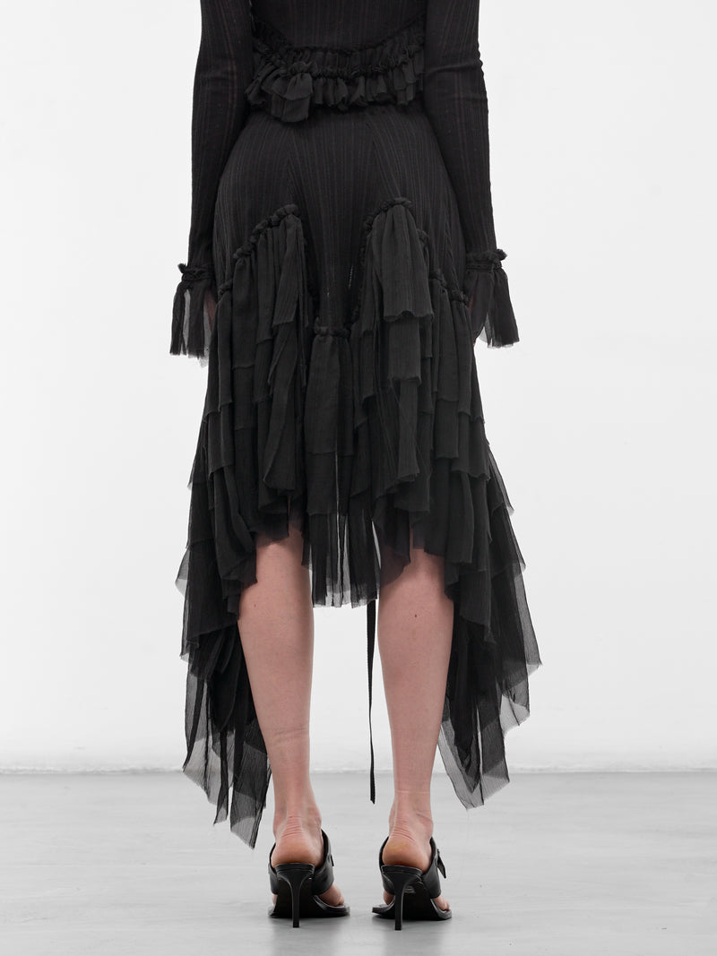 Bete Silk Crepe Ruffle Skirt (B0013945-FA736-BLACK)