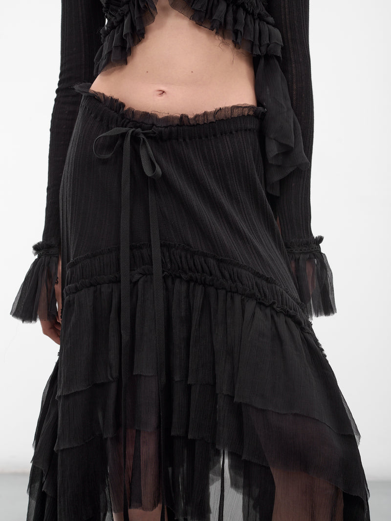 Bete Silk Crepe Ruffle Skirt (B0013945-FA736-BLACK)