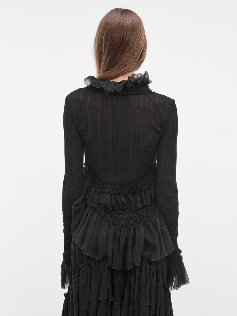 Jedi Silk Crepe Ruffle Top (B0013948-FA736-BLACK)