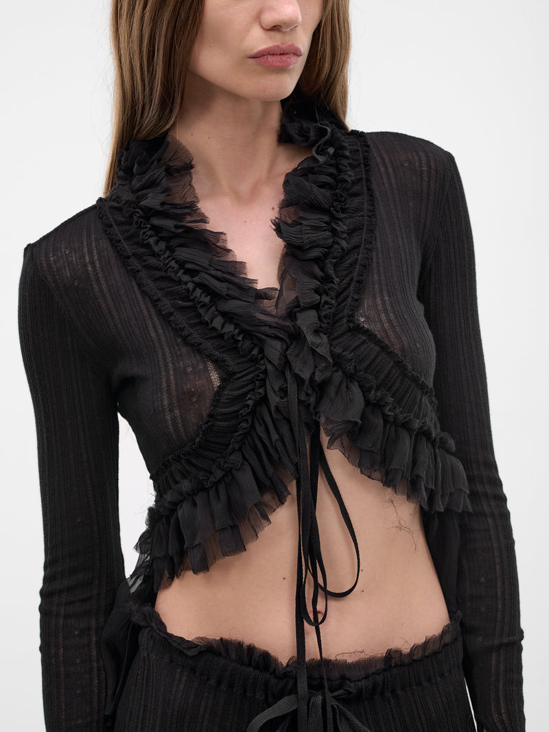 Jedi Silk Crepe Ruffle Top (B0013948-FA736-BLACK)