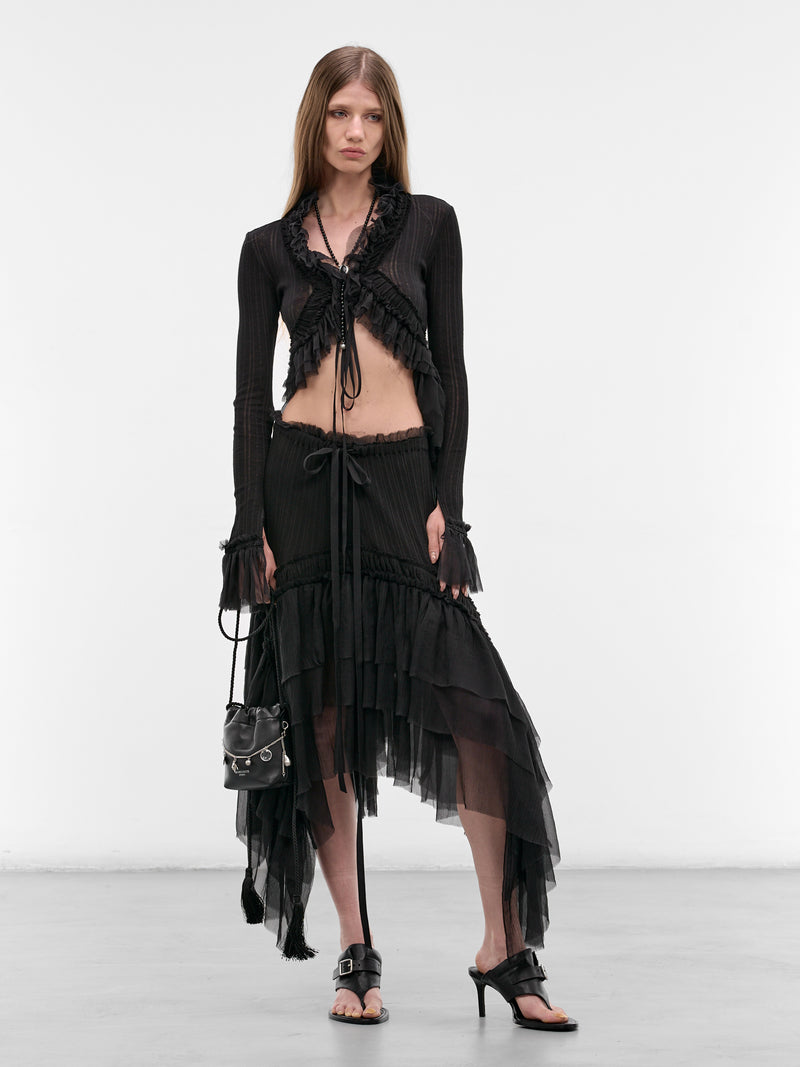 Bete Silk Crepe Ruffle Skirt (B0013945-FA736-BLACK)