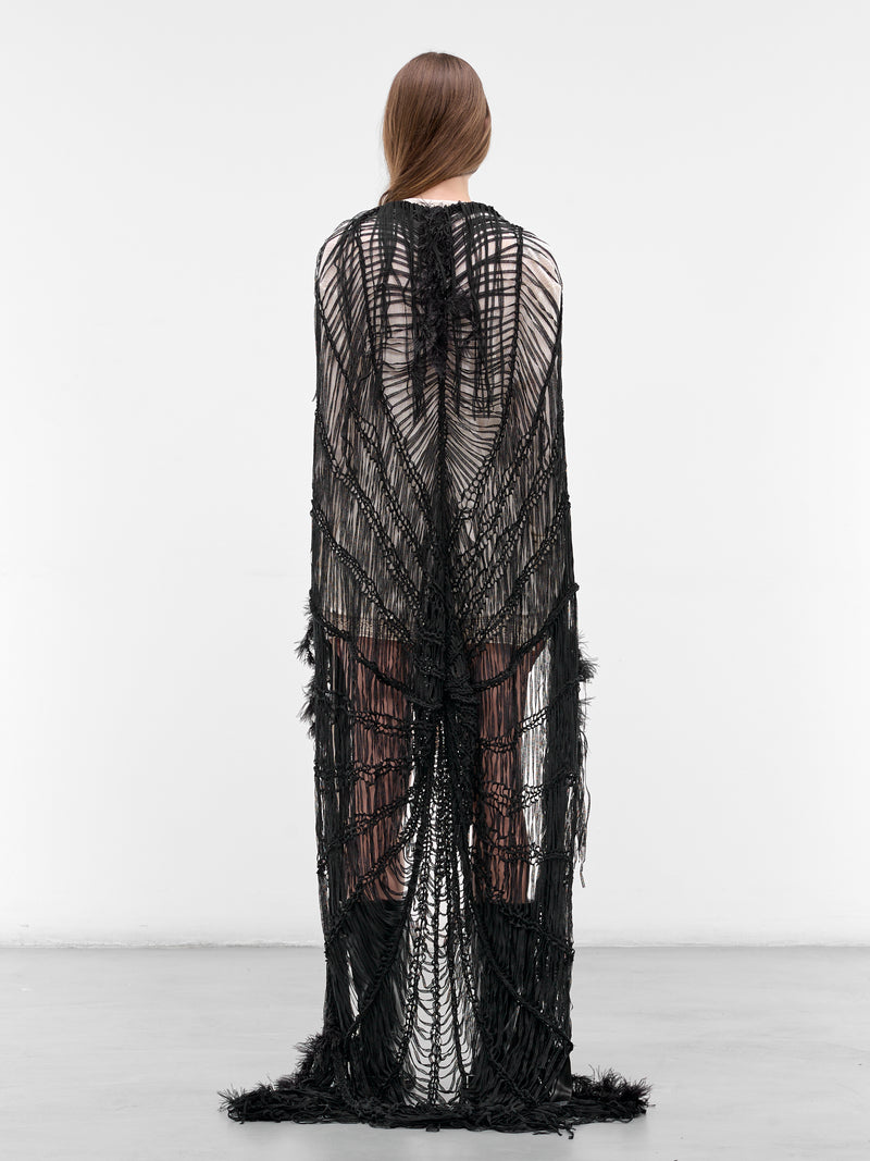 Ildi Black Feather Crochet Stole (B0013971-KN090-BLACK)