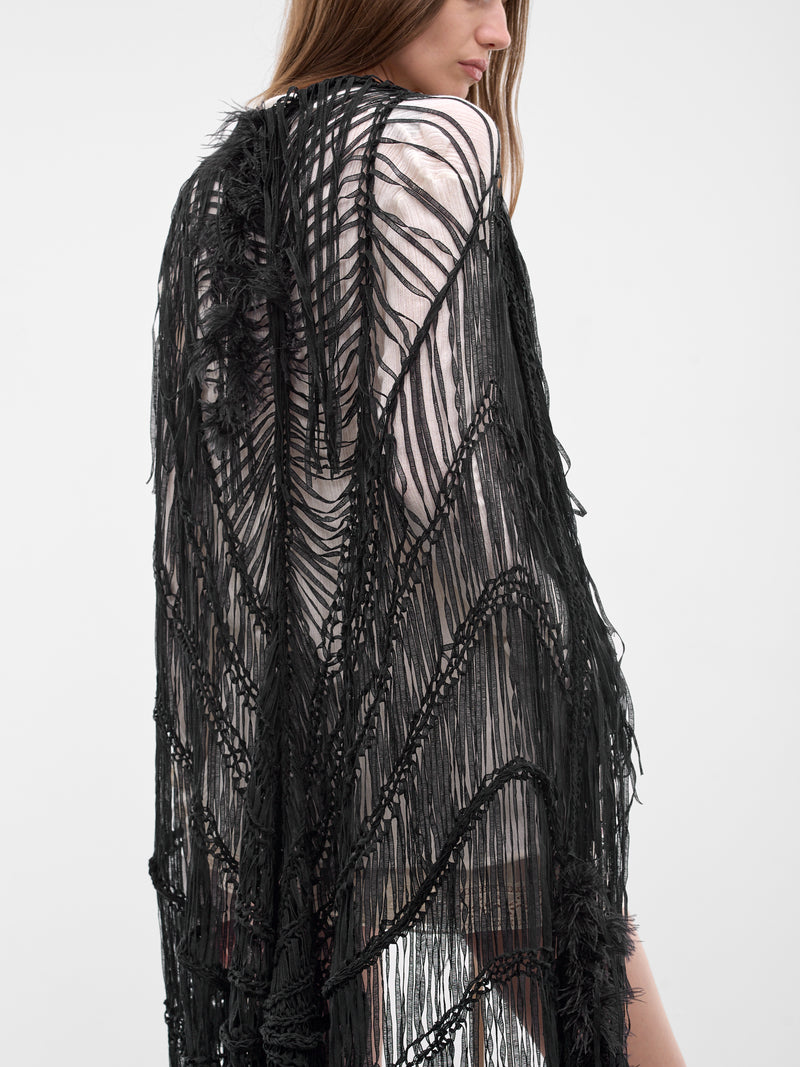 Ildi Black Feather Crochet Stole (B0013971-KN090-BLACK)