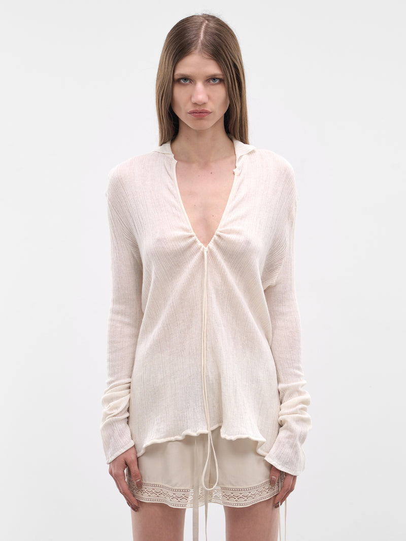 Eke White Cashmere-Silk Top (B0013999-FA052-NATURAL-WHITE)